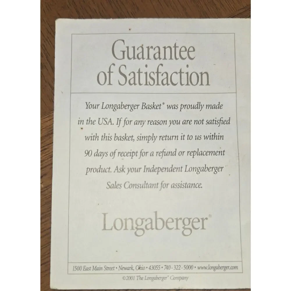 VTG 2001 Longaberger Hanging Round Basket with Leather Hang Strap